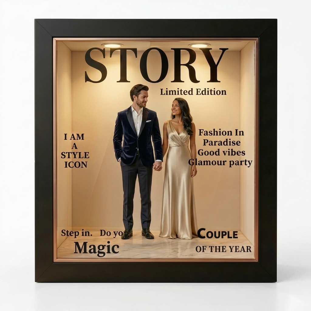 Custom Magazine Booth Light Music Photo Box | Personalized Photo Music LED Light Box Gift for Anniversary Love Story - makephotopuzzleuk