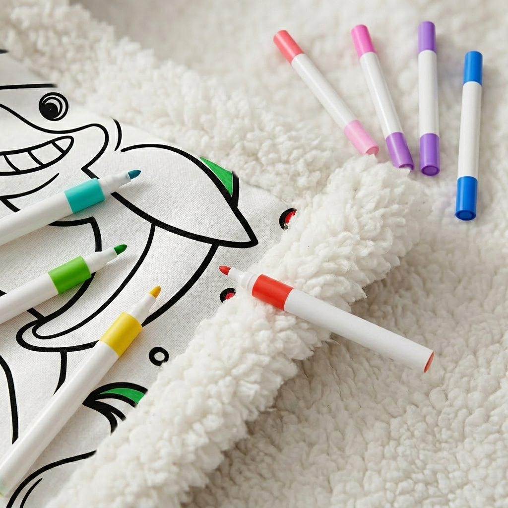 DIY Drawing Blanket with 24 Colors Markers, Doodle Marine Life Blankets, Customizable Washable Art Blankets for Kids & Adults - makephotopuzzleuk