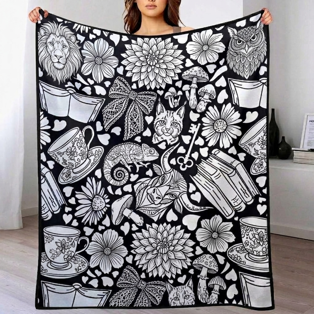 DIY Drawing Blanket (Optional 24-Color Marker Set) Create Your Art Blanket Washable Keepsake Blanket for Kids & Adults - makephotopuzzleuk