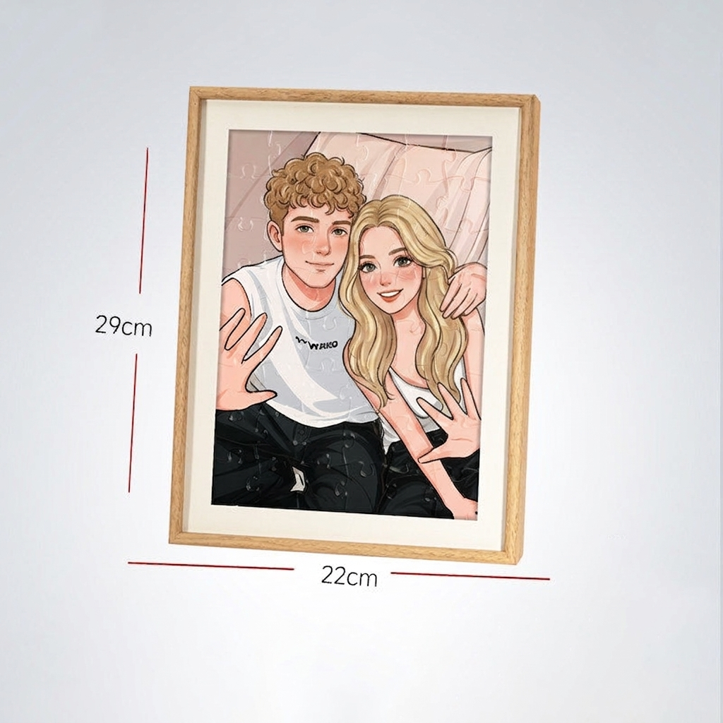 Personalized Photo Puzzle 48-63 Piece LED Acrylic Light Up Jigsaw with Wooden Frame Birthday Gift - makephotopuzzleuk