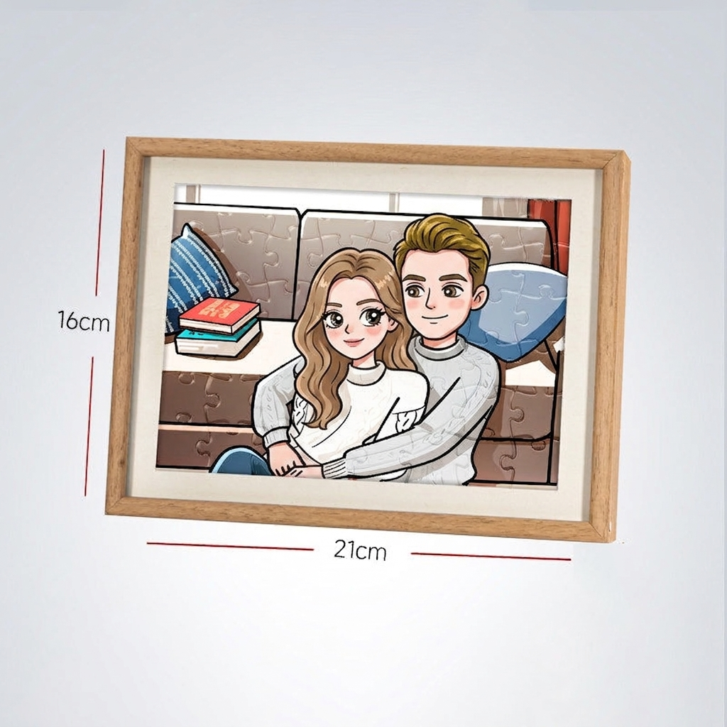 Personalized Photo Puzzle 48-63 Piece LED Acrylic Light Up Jigsaw with Wooden Frame Birthday Gift - makephotopuzzleuk