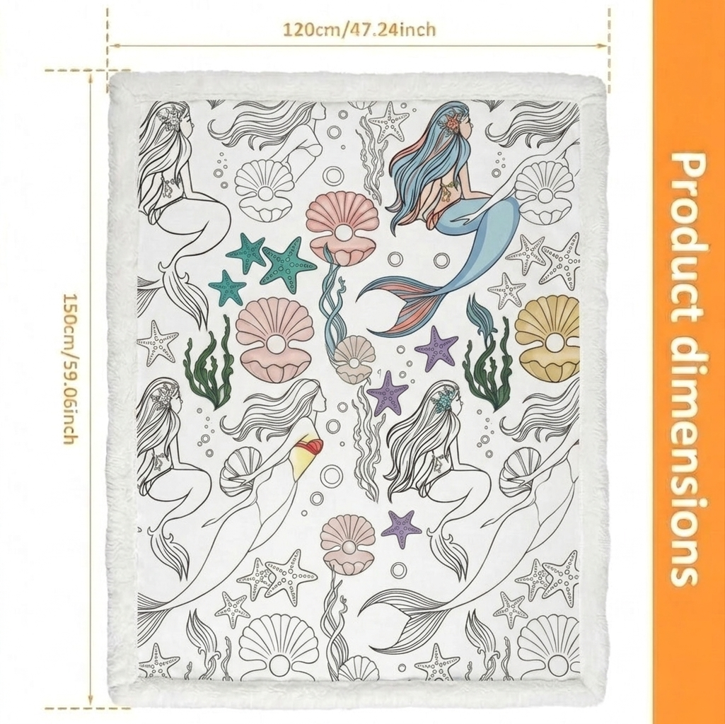DIY Drawing Blanket with 24 Colors Markers, Doodle Marine Life Blankets, Customizable Washable Art Blankets for Kids & Adults - makephotopuzzleuk