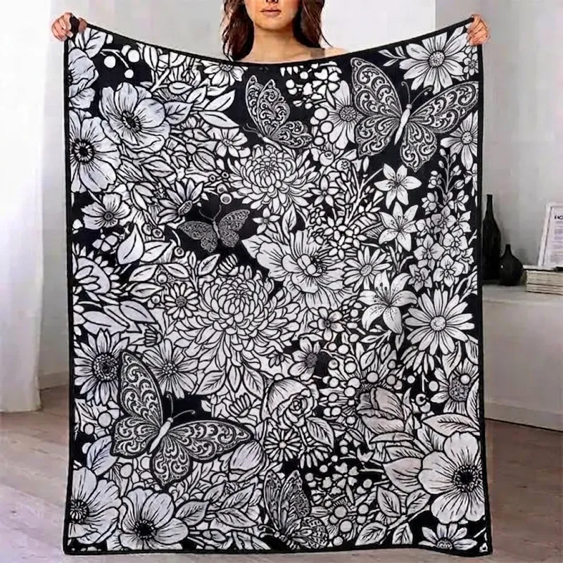 DIY Drawing Blanket with Optional 24 Colours Markers, Colour Art Blanket Washable Blankets, Christmas Colouring Blankets for Adults