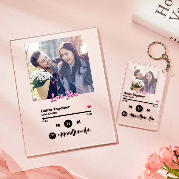Custom Spotify Code Acrylic Keychain/Plaque/Night Light Personalised Song Engraved Gift For Lover - makephotopuzzleuk
