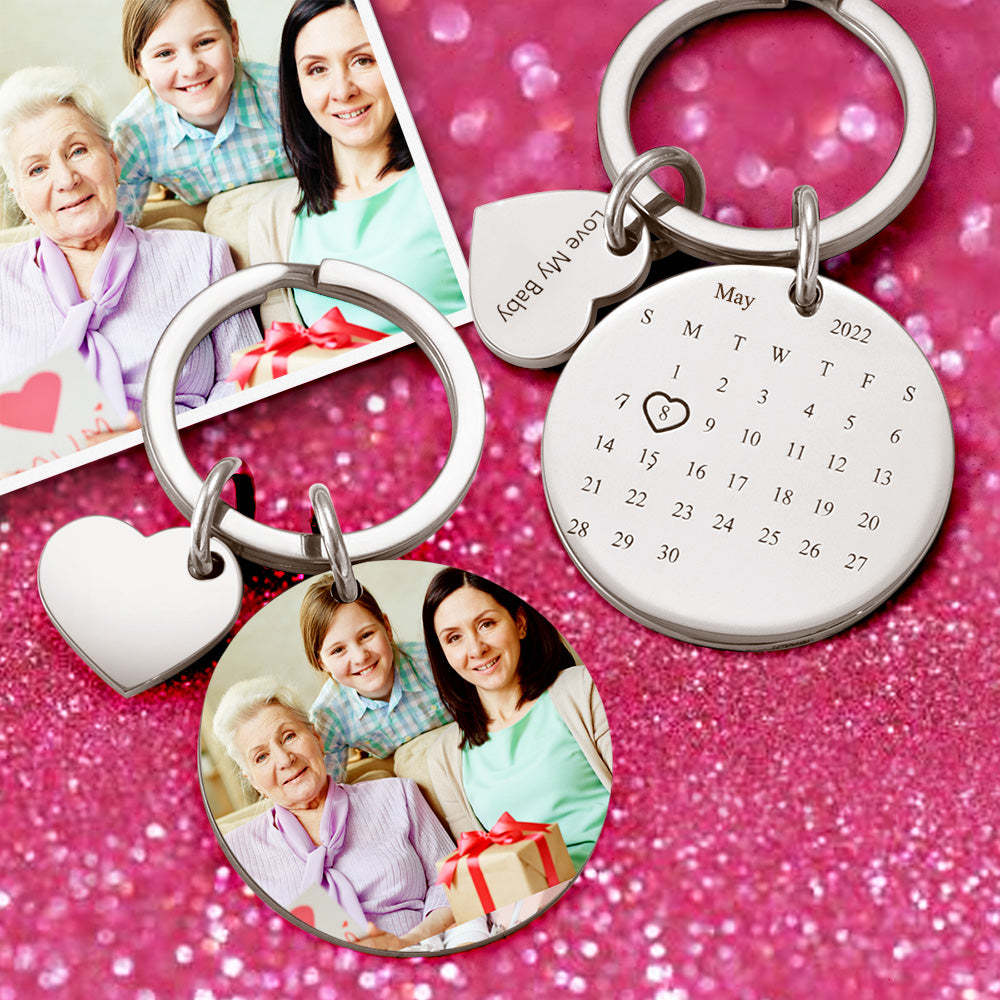 Gifts Custom Photo Engraved Calendar Keyring