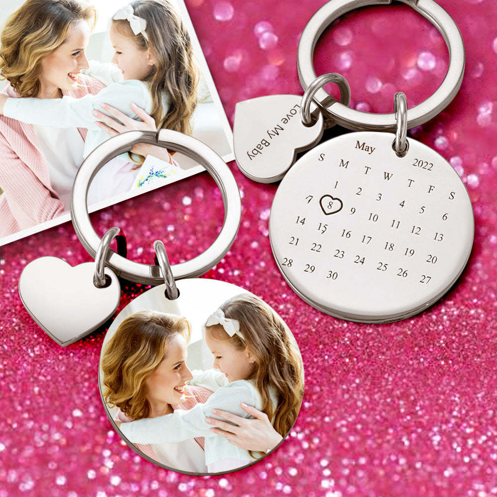 Gifts Custom Photo Engraved Calendar Keyring