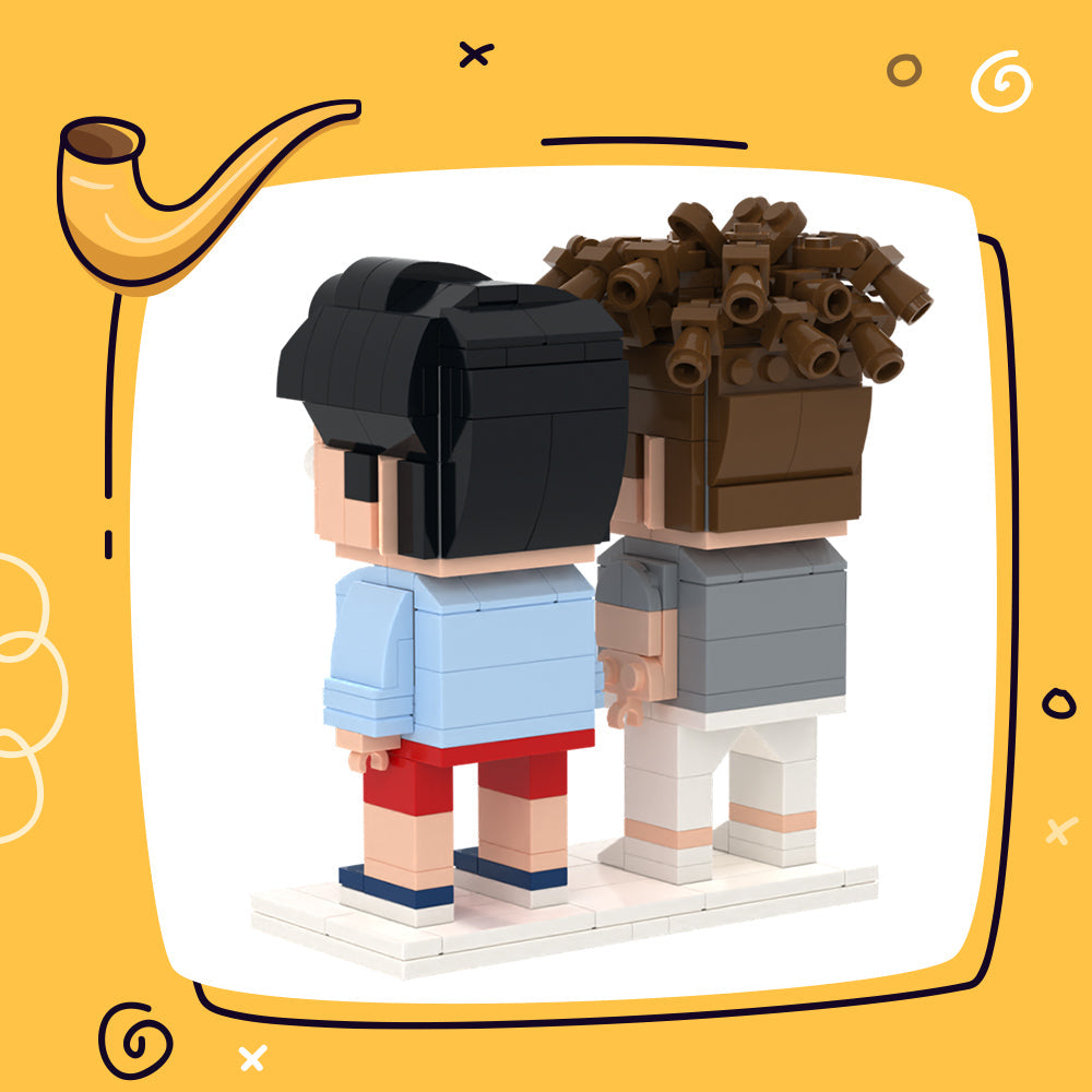 Father's Day Gift Customizable Fully Body 2 People Custom Brick Figures Dad And Son
