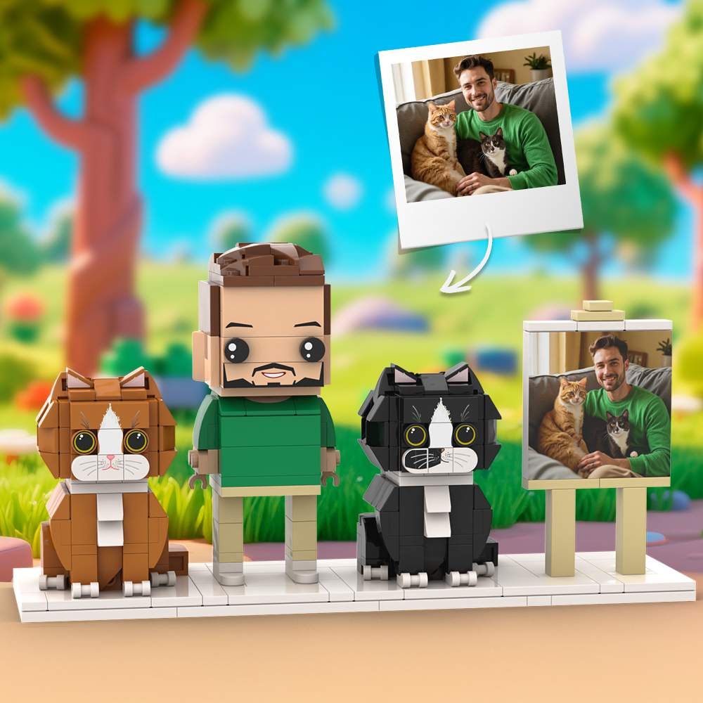 Personalized 1 People Fully Body People With Dog and Cat Pets Family Gifts