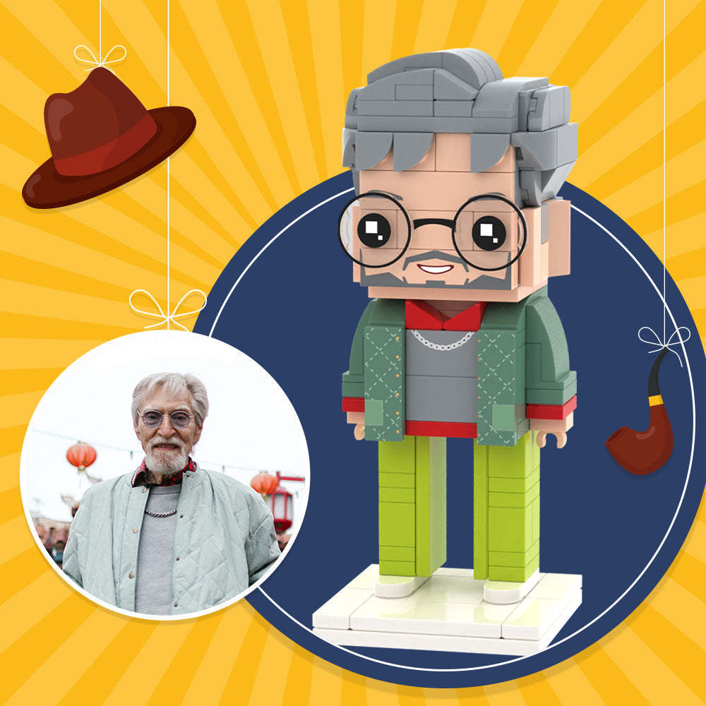 Father's Day Gift Fashionable Dad Full Body Customizable 1 Person Custom Brick Figures Small Particle Block Toy
