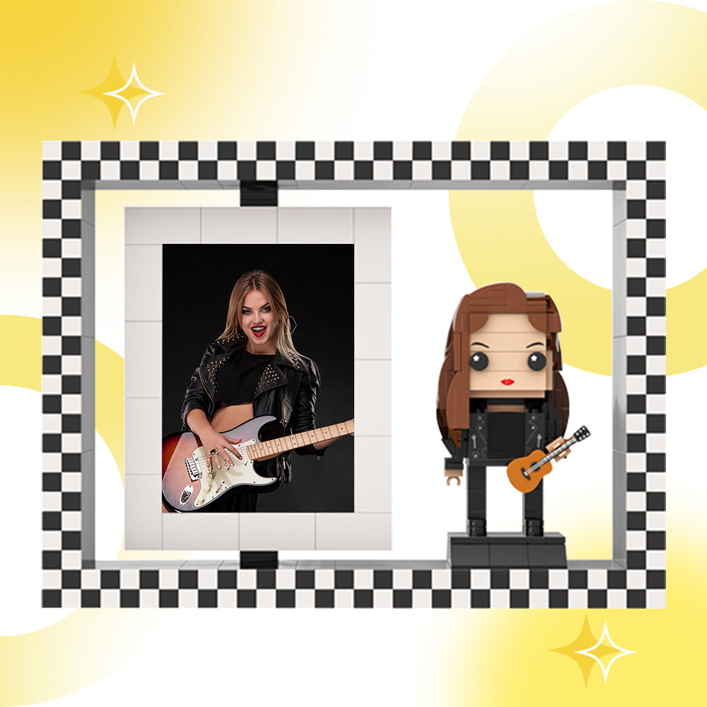 Fully Body Customizable 1 Person Custom Brick Figures with Photo Frame Small Particle Block for Her