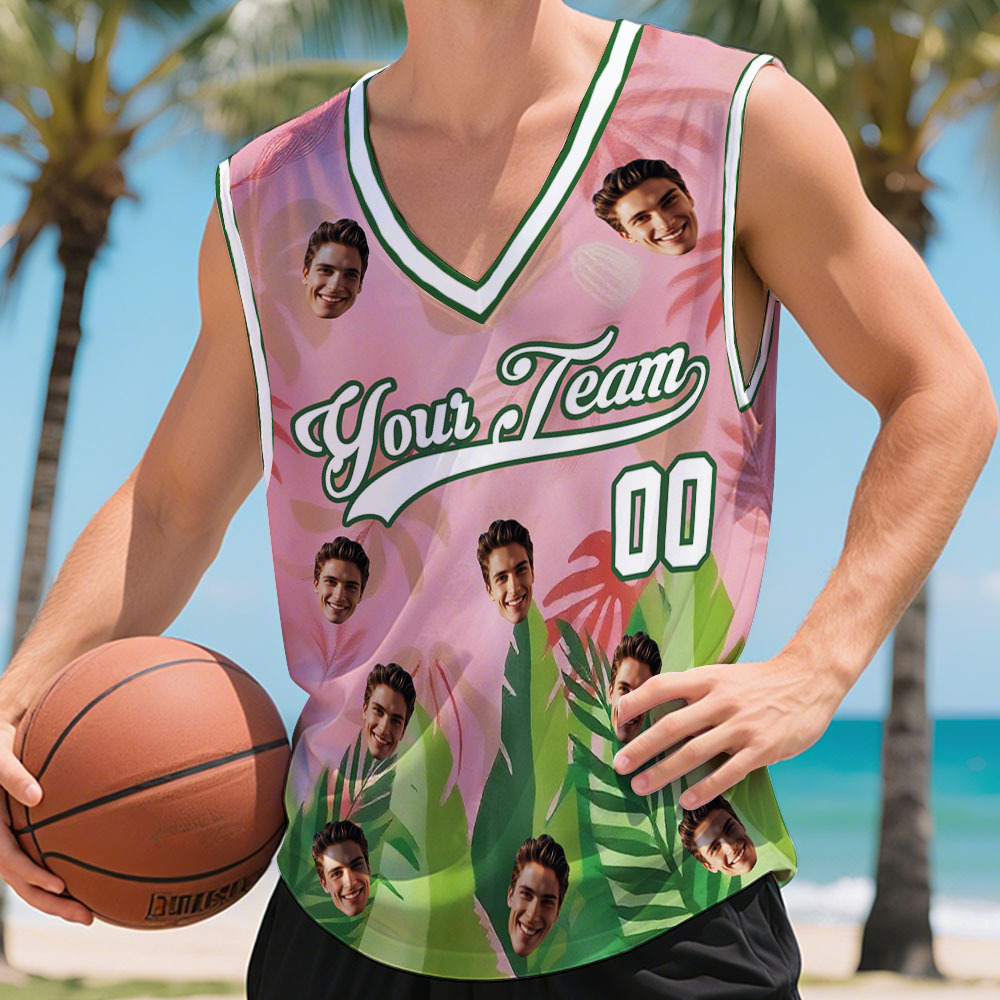 Custom Basketball Jersey with Name & Number Personalized Hawaii Floral Sports Tank Top - makephotopuzzleuk