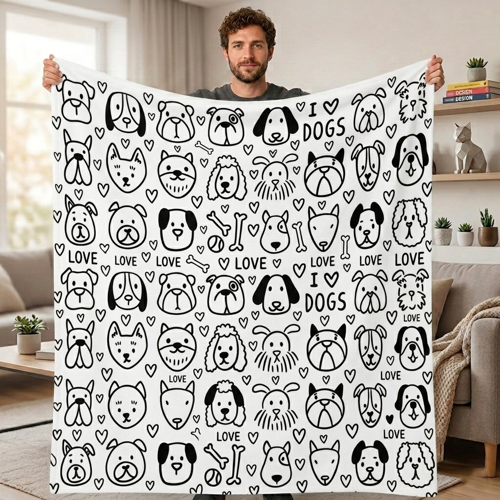 DIY Drawing Blanket with 24 Colors Markers, Doodle Cats & Dogs Pet Blankets, Customizable Washable Art Blankets for Cat Lovers - makephotopuzzleuk