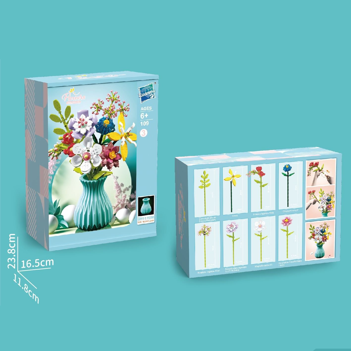 Christmas Flower Bouquet Building Blocks with Vase Eternal Bloom Gift Home Décor