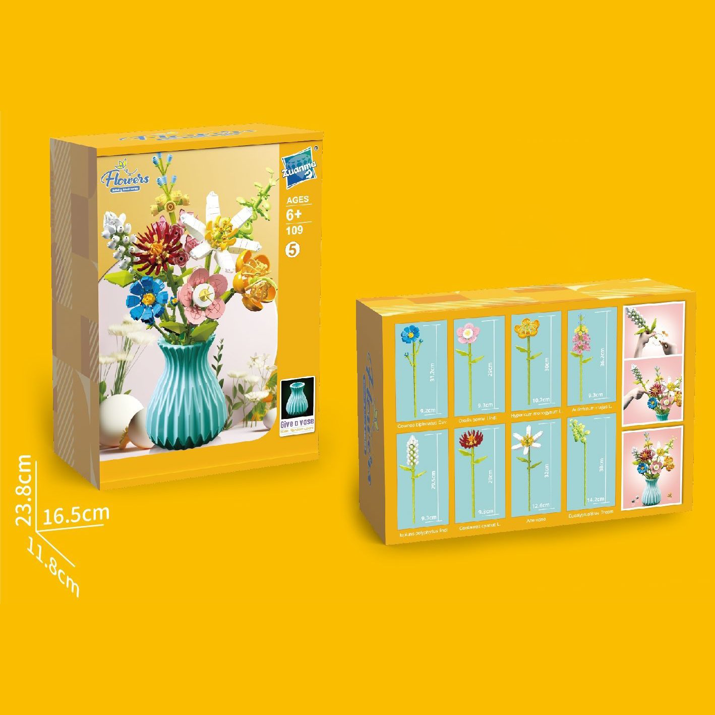 Christmas Flower Bouquet Building Blocks with Vase Eternal Bloom Gift Home Décor