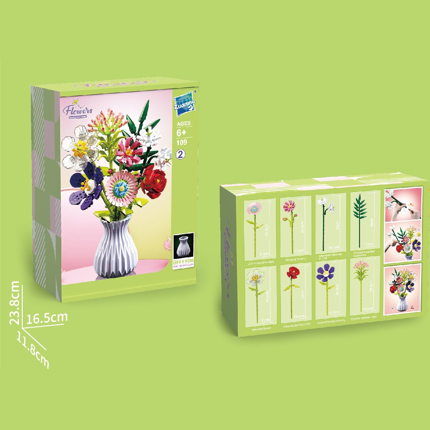 Christmas Flower Bouquet Building Blocks with Vase Eternal Bloom Gift Home Décor