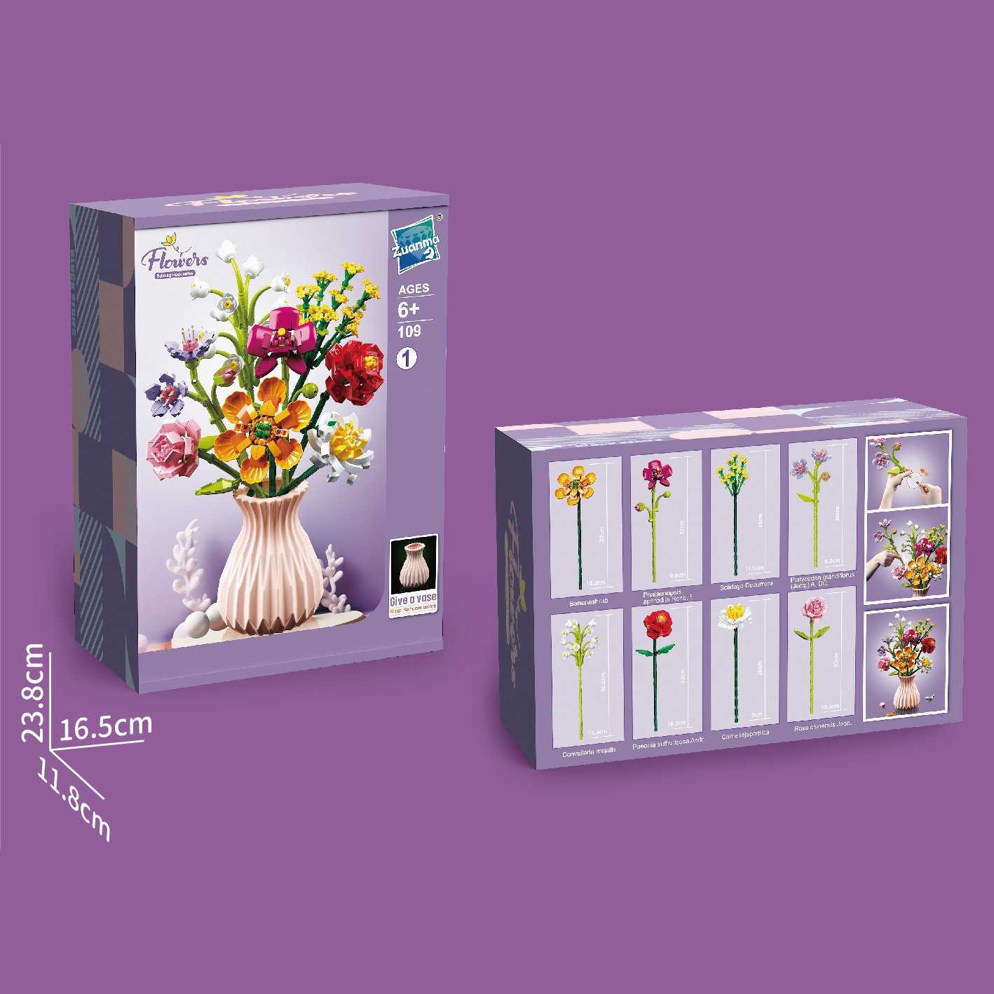 Christmas Flower Bouquet Building Blocks with Vase Eternal Bloom Gift Home Décor