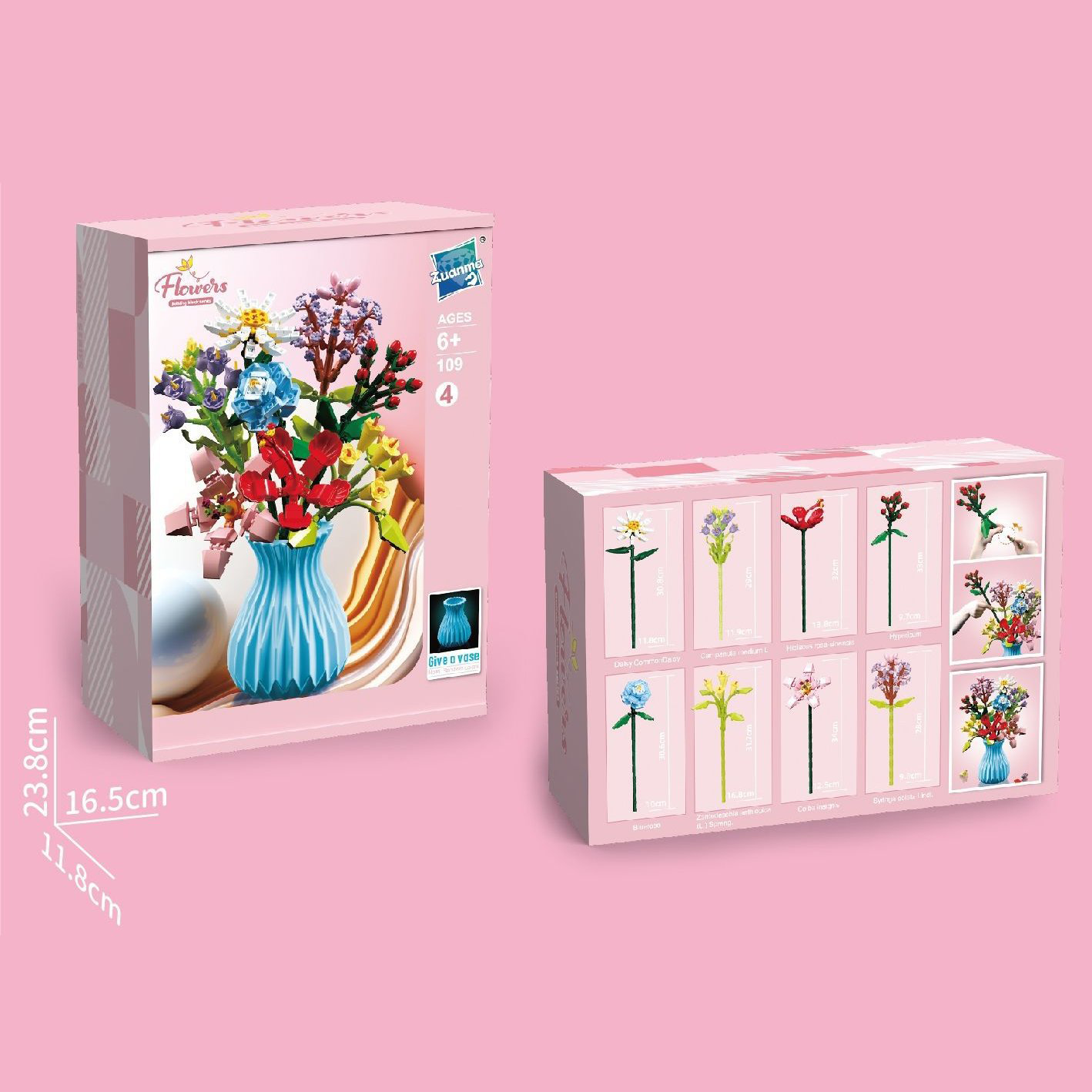 Christmas Flower Bouquet Building Blocks with Vase Eternal Bloom Gift Home Décor