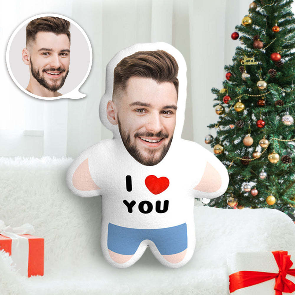 I LOVE YOU Minime Throw Pillow Custom Face Teddy Personalised Photo Minime Pillow
