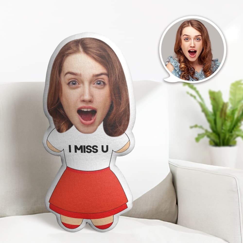 Custom Face Pillow I Miss U Minime Personalized Photo Minime Pillow Gifts for Girl - makephotopuzzleuk