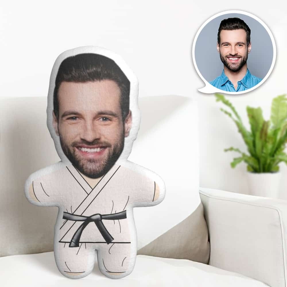 Karate Minime Throw Pillow Custom Face Pillow Personalized Cute Minime Pillow - makephotopuzzleuk