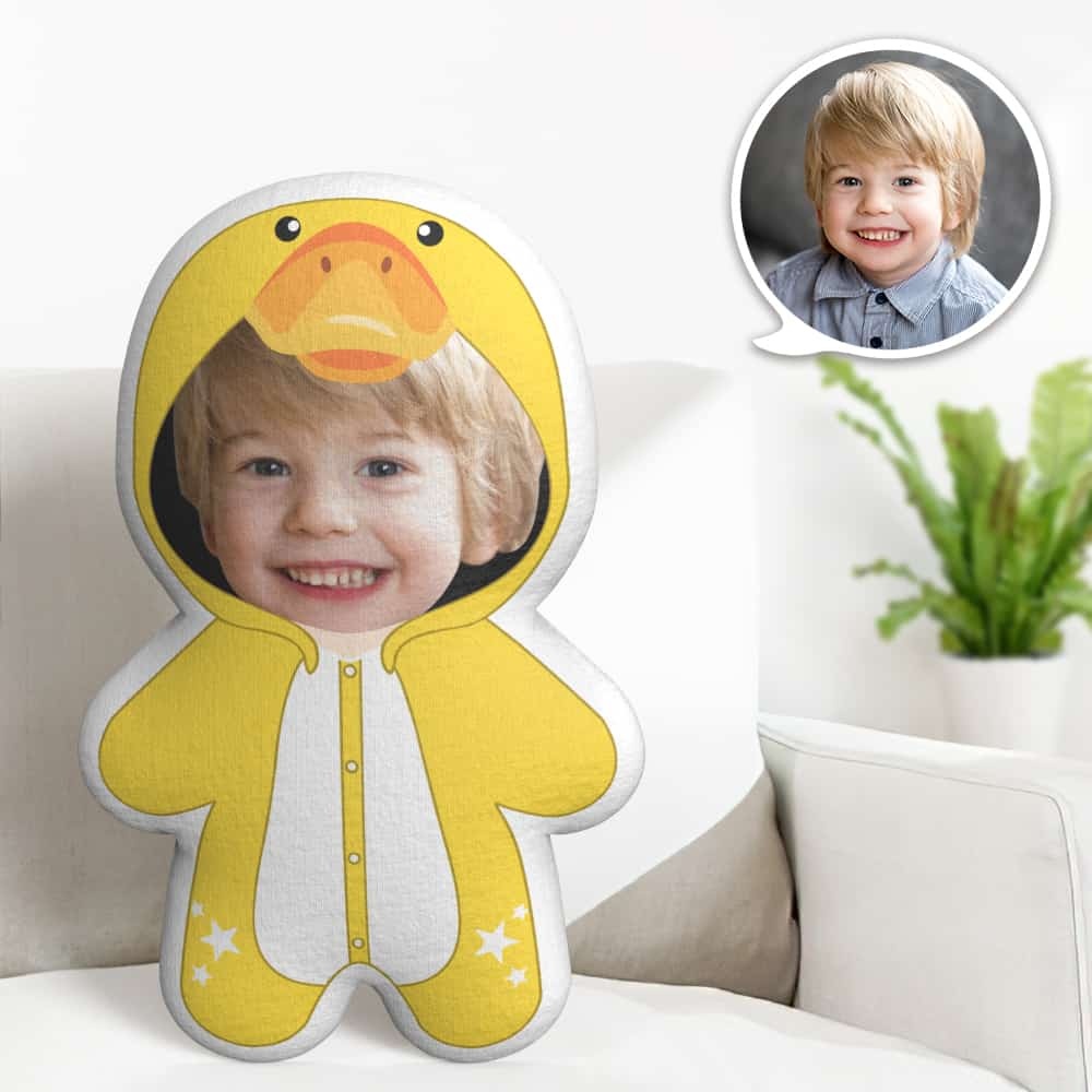 Cute Yellow Duck Minime Throw Pillow Custom Face Gifts Personalized Photo Minime Pillow Gifts - makephotopuzzleuk