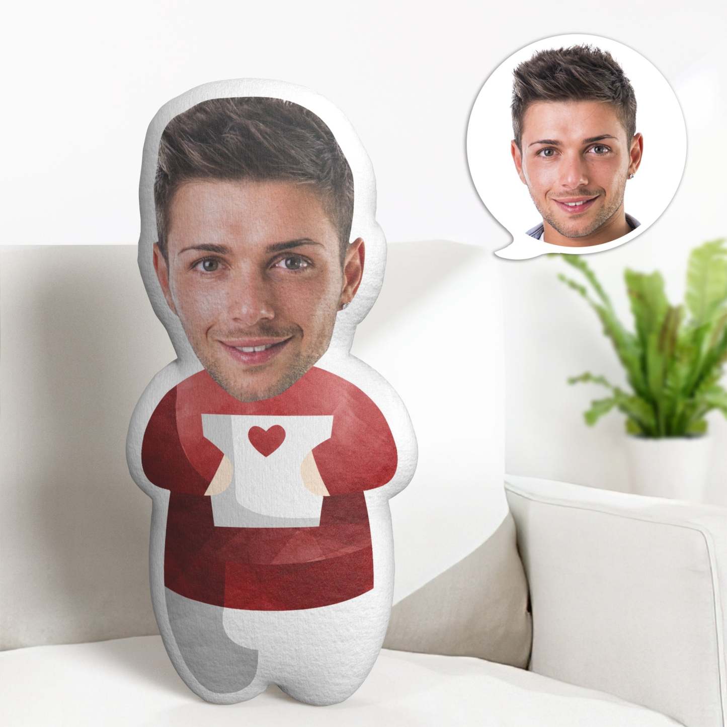 Custom Face Minime Throw Pillow Personalised Valentine's Day Cartoon Minime Throw Pillow Gifts - makephotopuzzleuk