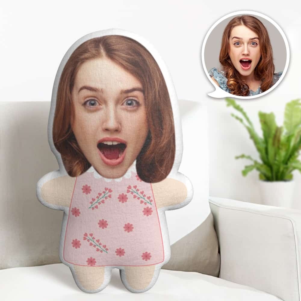 Valentine's Day Gift Custom Face Pillow, Cartoon Lady in Floral Dress Face Doll, the Best Gift for Lover - makephotopuzzleuk