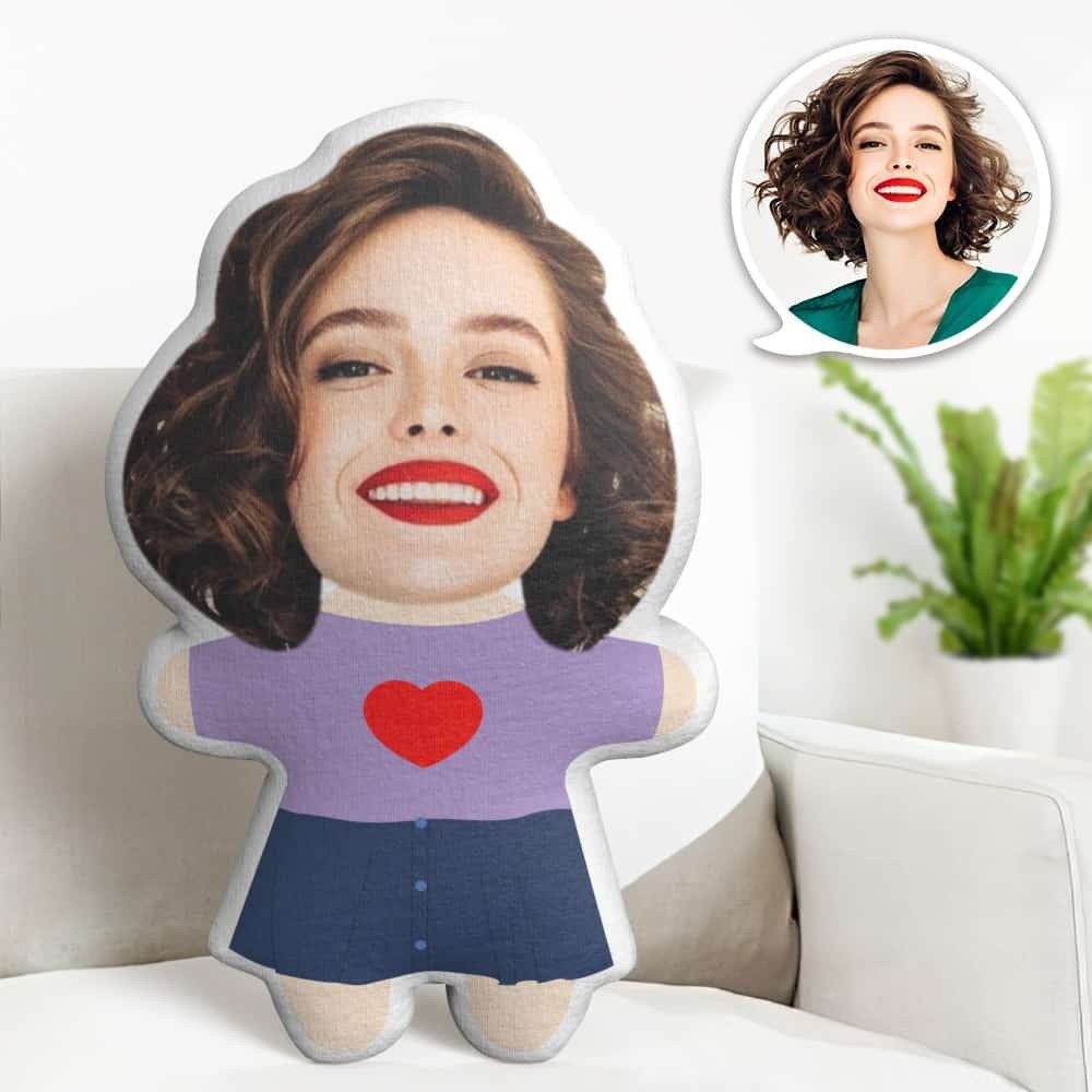 Valentine's Day Gift Custom Face Pillow, Cartoon Red Heart Face Doll, the Best Gift for Lover - makephotopuzzleuk