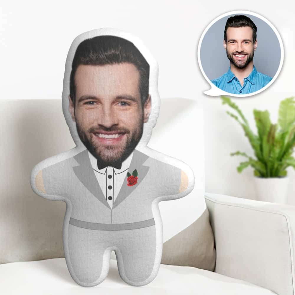 Valentine's Day Gift Custom Face Pillow, Cartoon Groom in Suit Face Doll, the Best Gift for Lover - makephotopuzzleuk