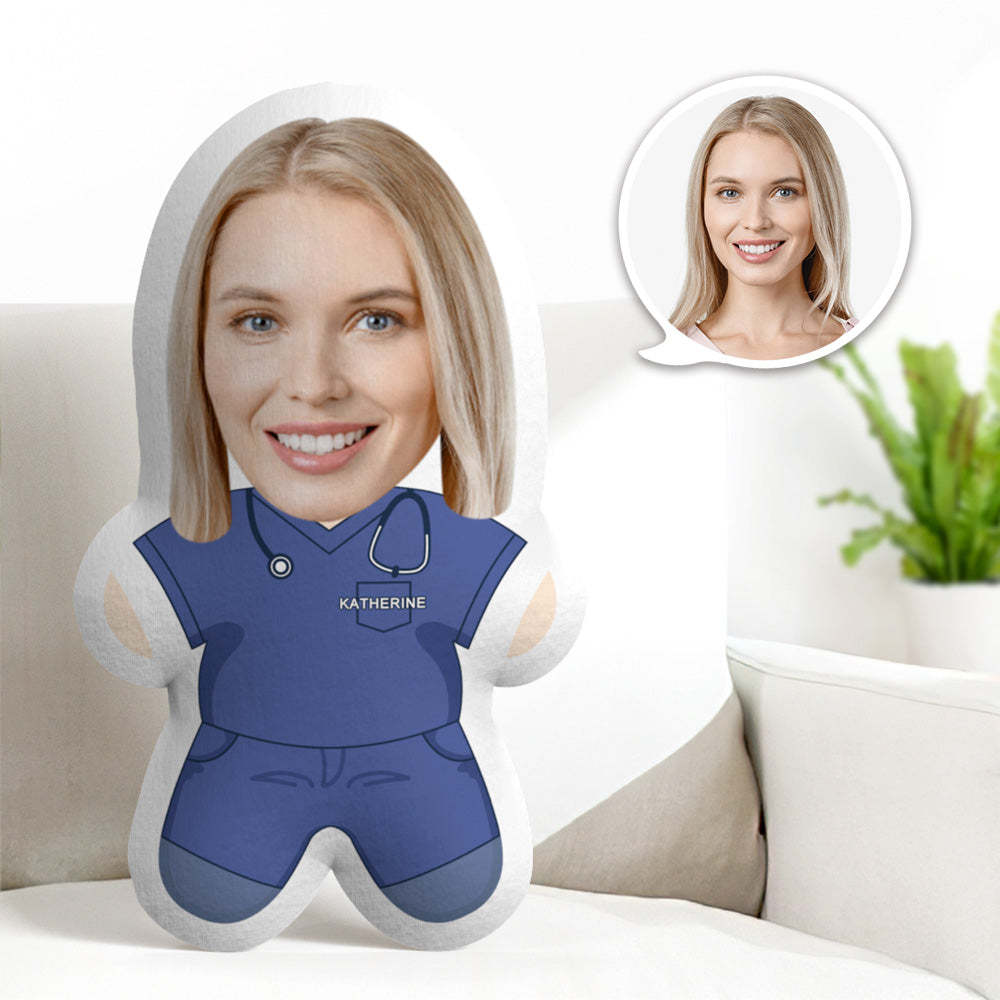 Custom Face Nurse Pillow Personalised Photo Minime Pillow Gift For Nurse - makephotopuzzleuk