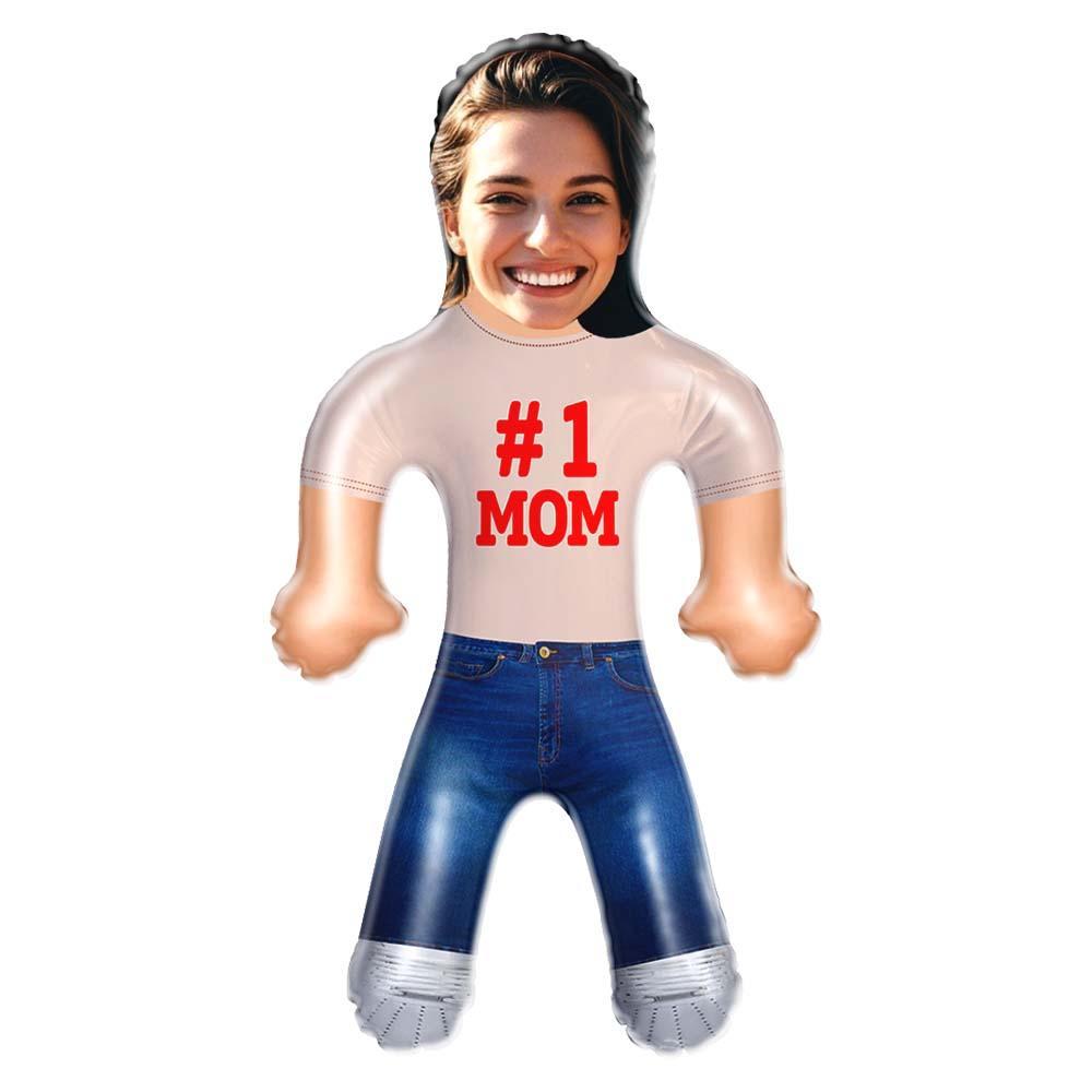 #1 Mom Air Minime Doll – Personalized Inflatable Gift with Your Face - makephotopuzzleuk