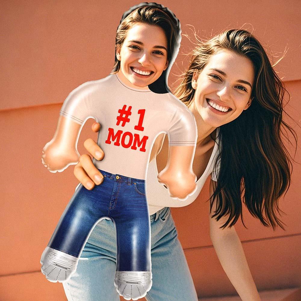 #1 Mom Air Minime Doll – Personalized Inflatable Gift with Your Face - makephotopuzzleuk