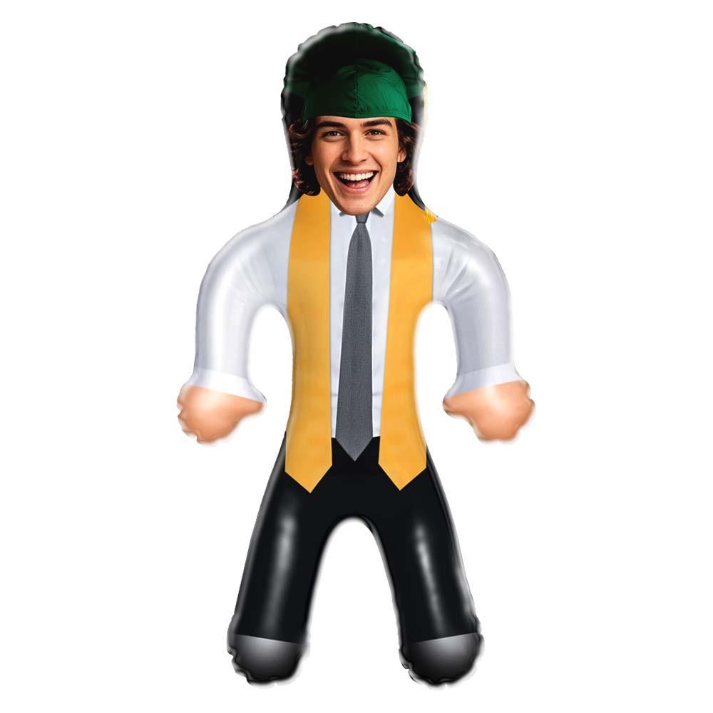 Custom Graduation Doll with Face Green Cap & Gold Trim Outfit Face Air Minime Doll - makephotopuzzleuk