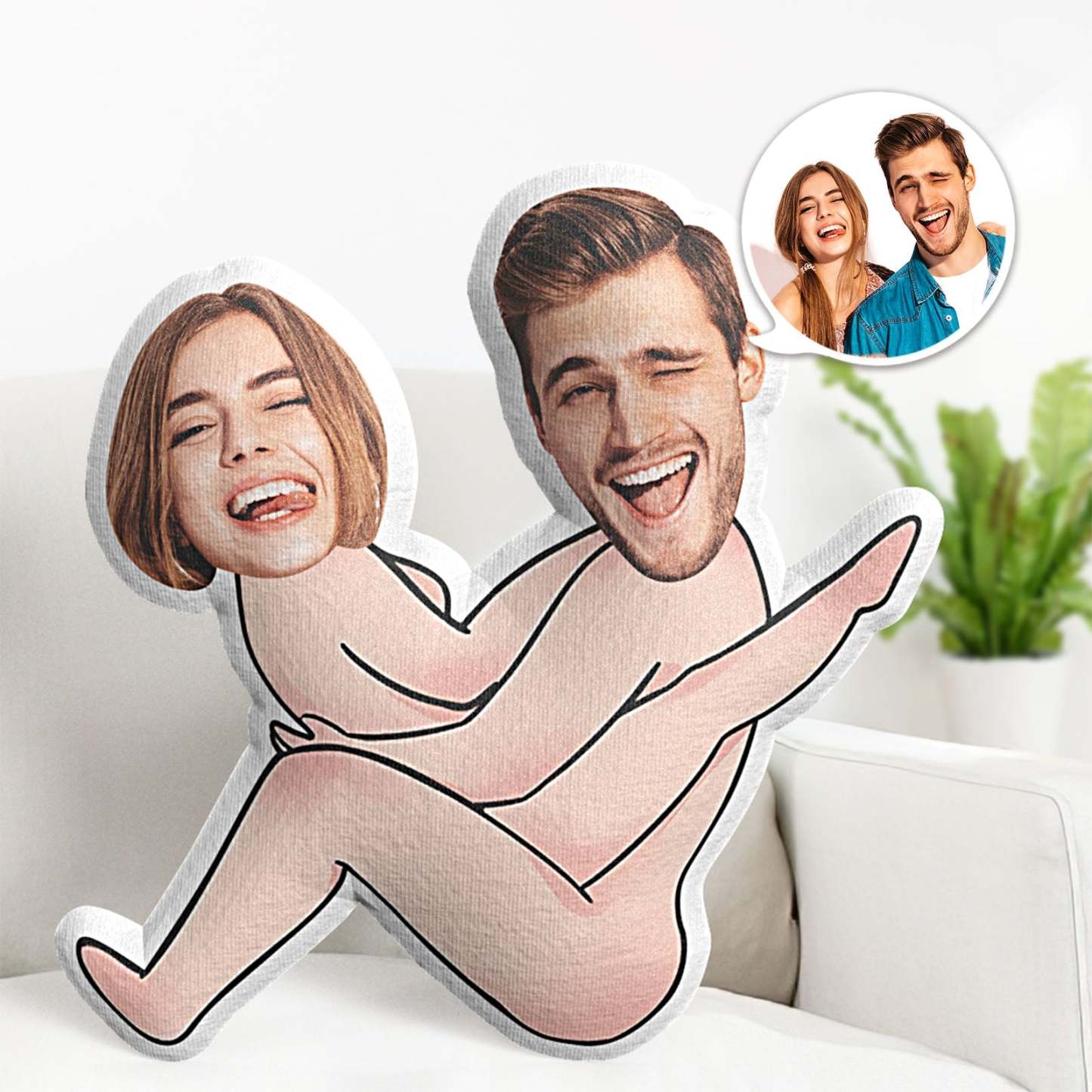 Custom Couple Pillow Valentine's Day Gifts Face Pillow Sitting Naked Couple - mysiliconefoodbag