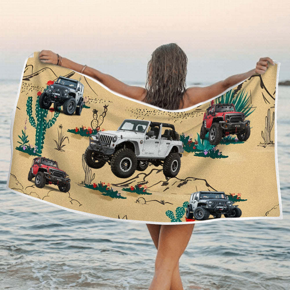 Custom Photo Car Beach Towel - makephotopuzzleuk