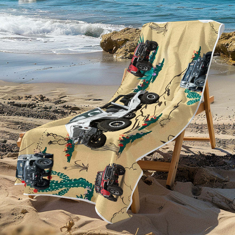 Custom Photo Car Beach Towel - makephotopuzzleuk