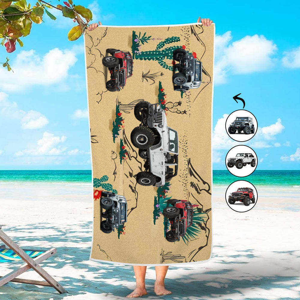 Custom Photo Car Beach Towel - makephotopuzzleuk