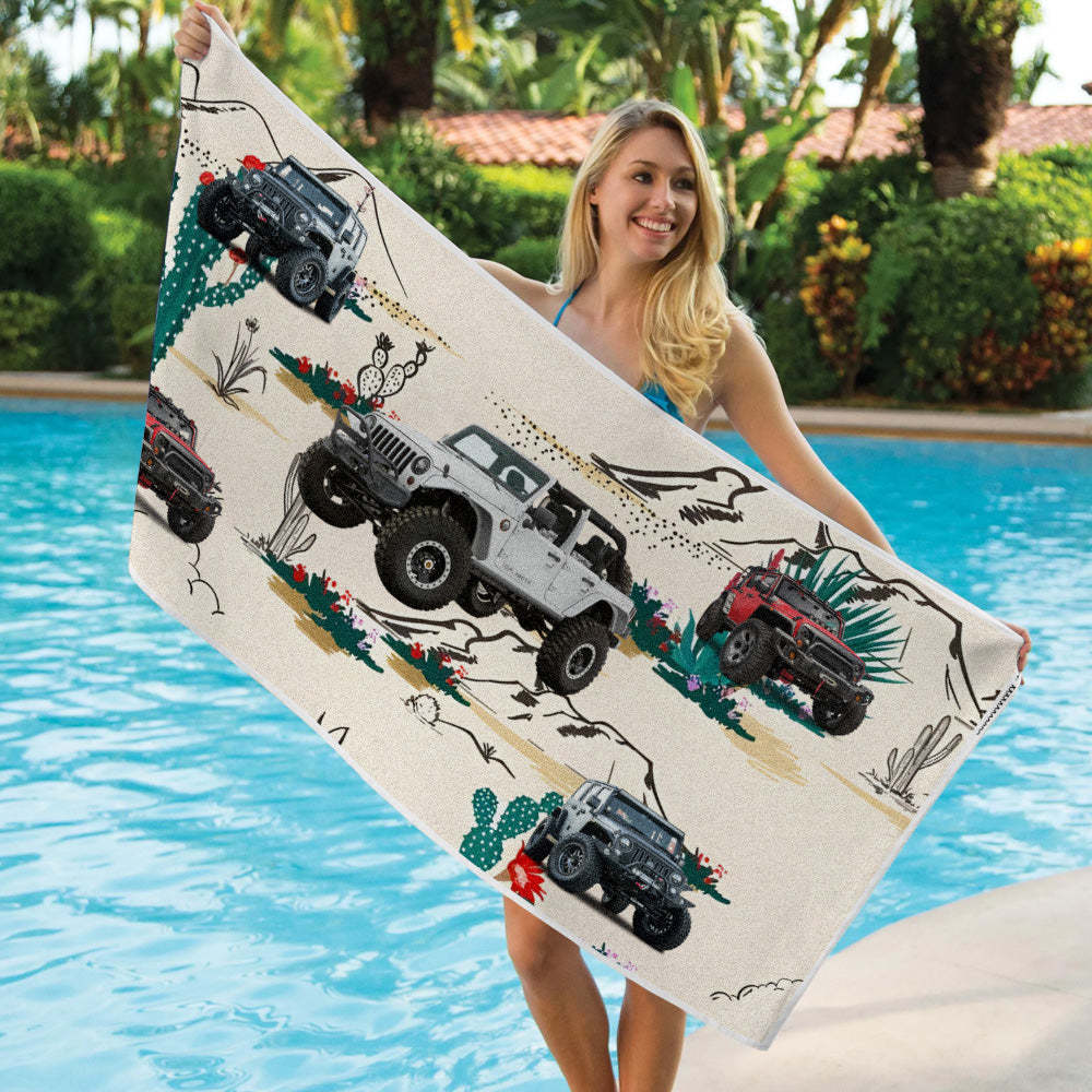 Custom Photo Car Beach Towel - makephotopuzzleuk