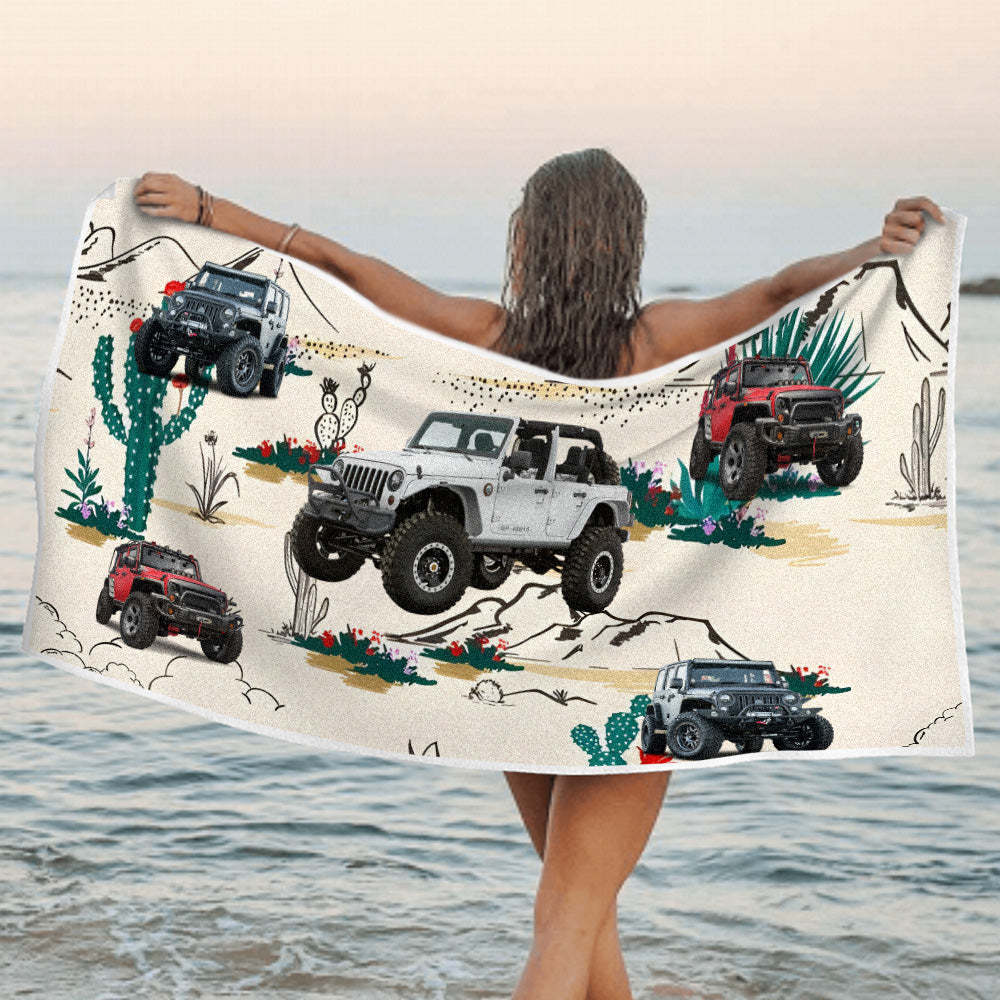 Custom Photo Car Beach Towel - makephotopuzzleuk