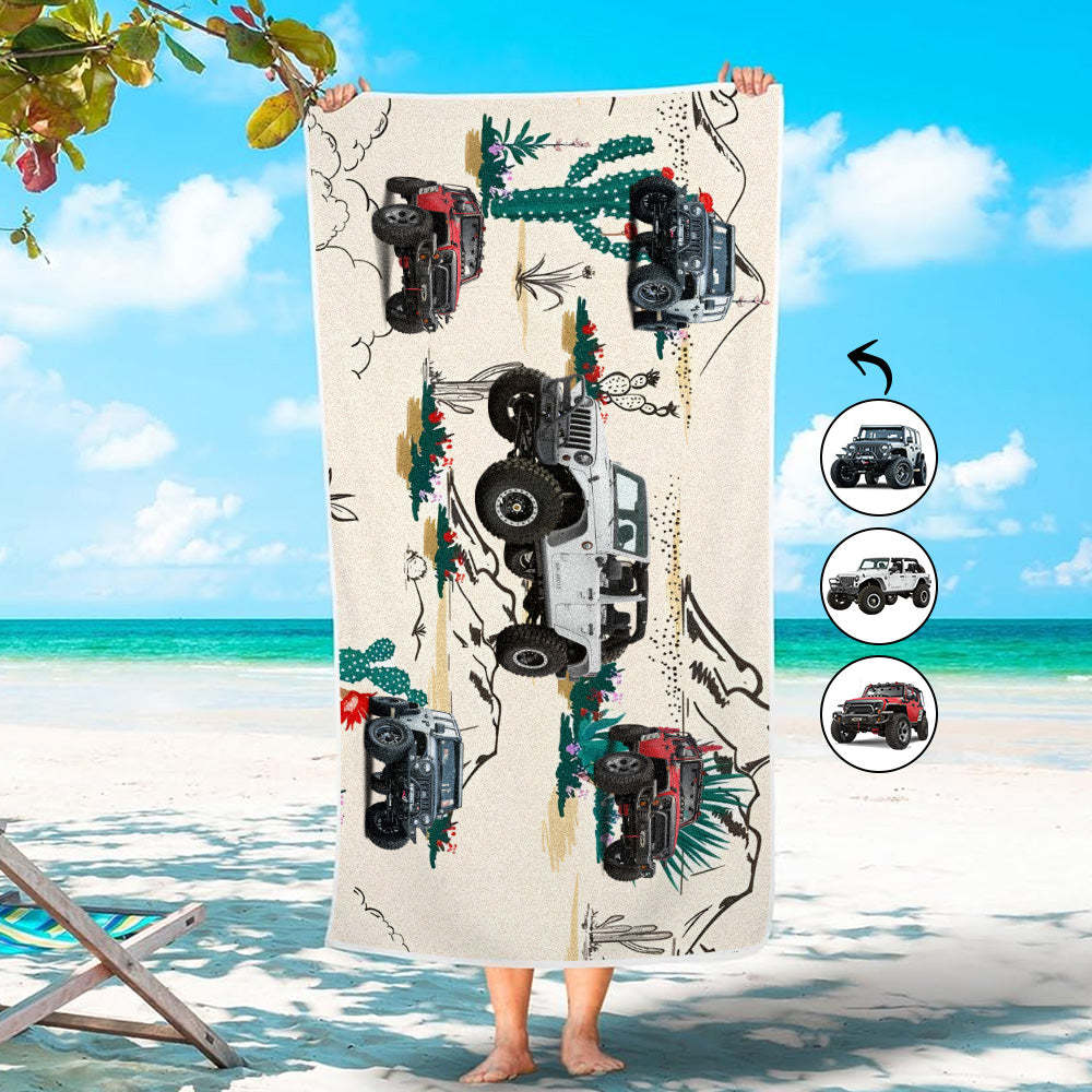 Custom Photo Car Beach Towel - makephotopuzzleuk