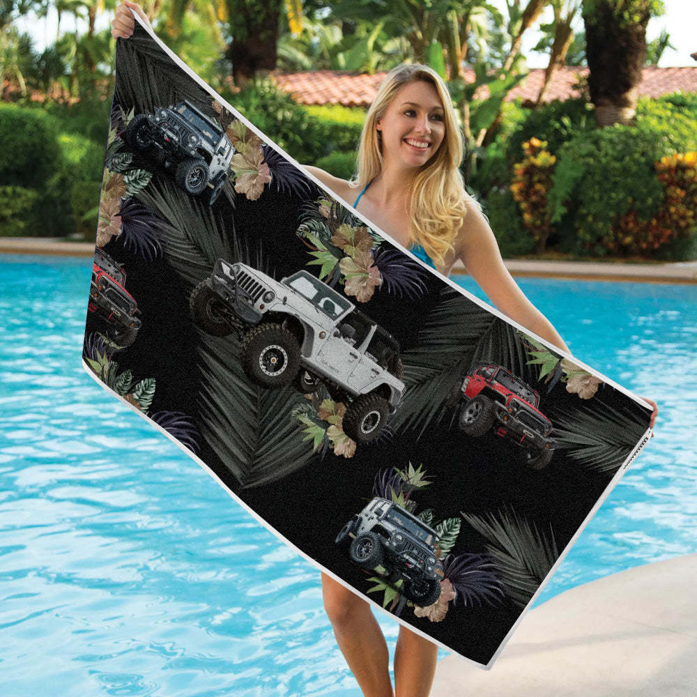 Custom Photo Car Beach Towel - makephotopuzzleuk