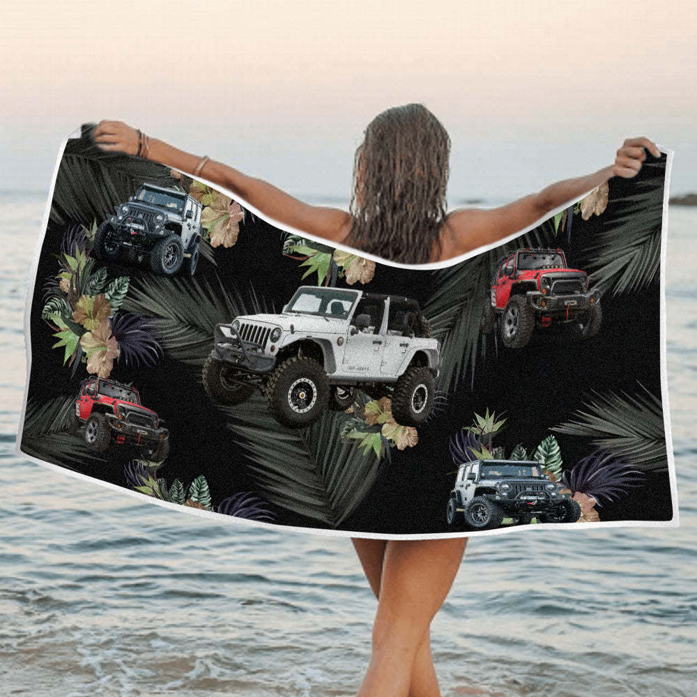 Custom Photo Car Beach Towel - makephotopuzzleuk