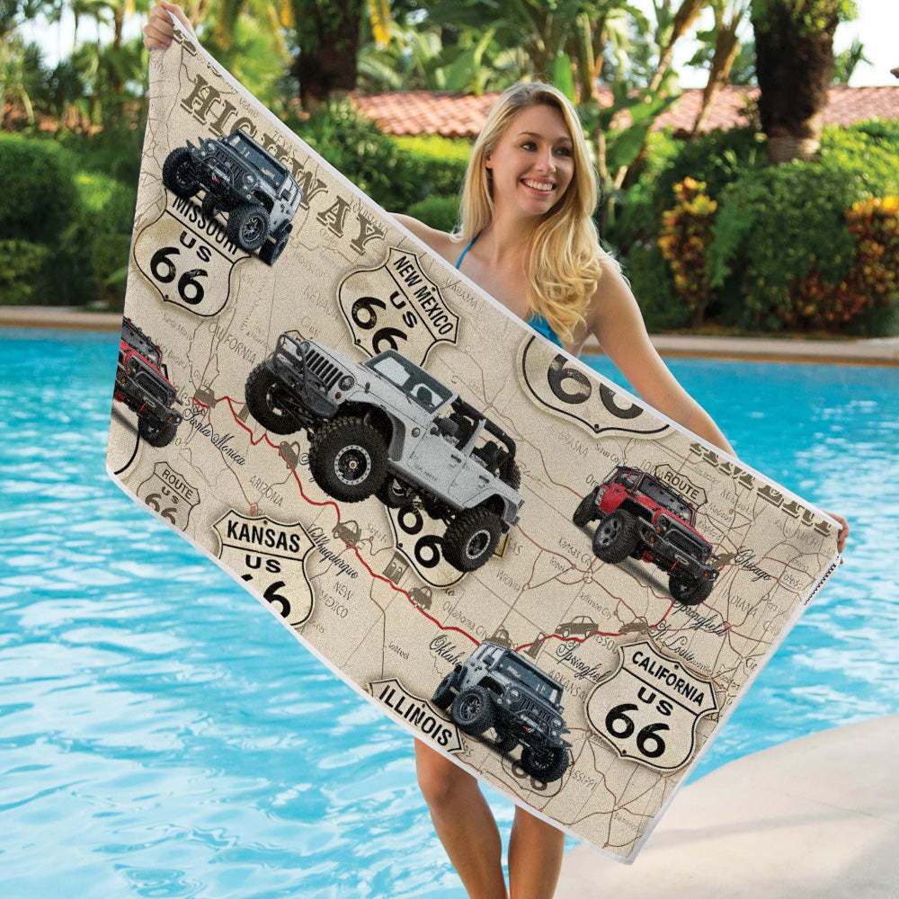 Custom Photo Car Beach Towel - makephotopuzzleuk