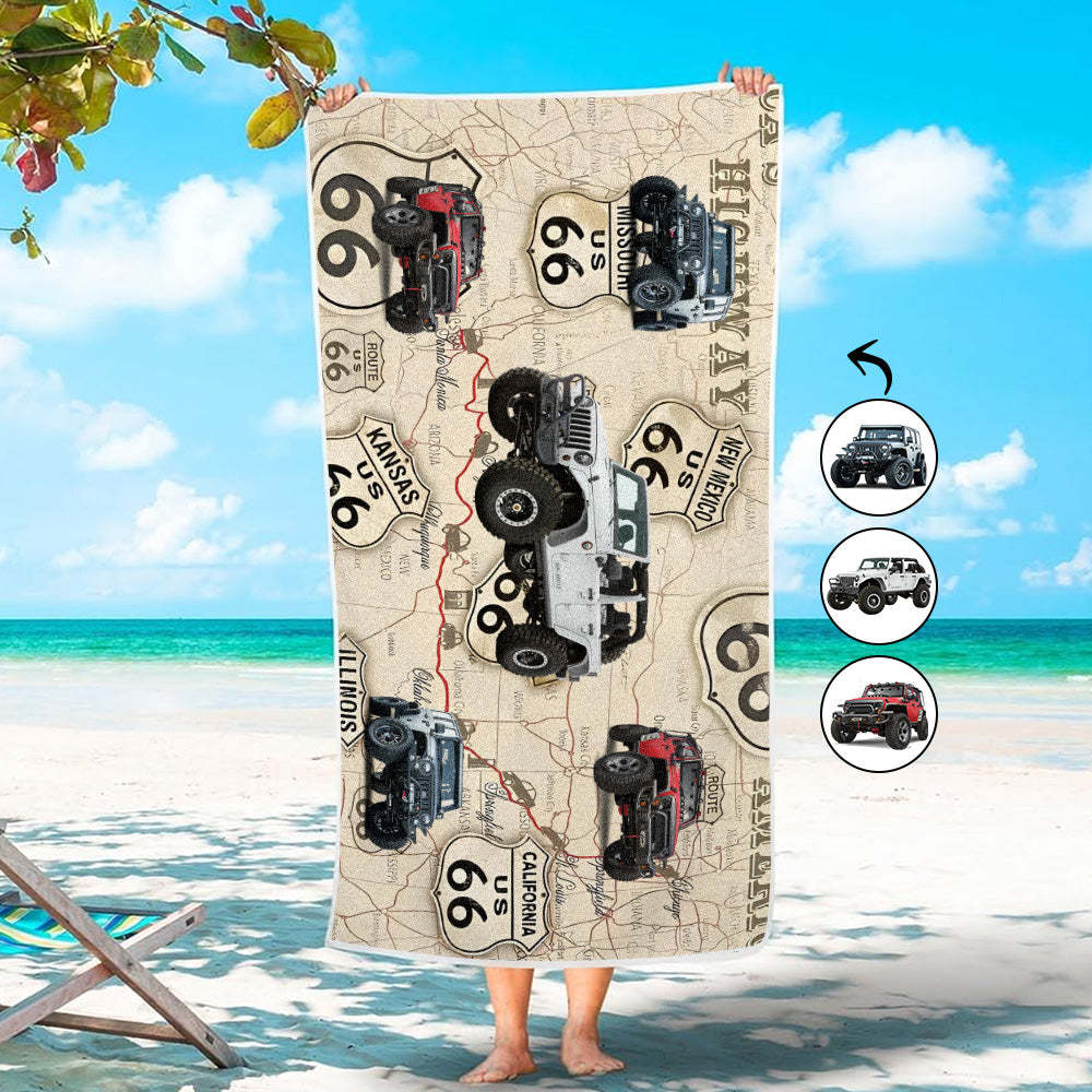 Custom Photo Car Beach Towel - makephotopuzzleuk