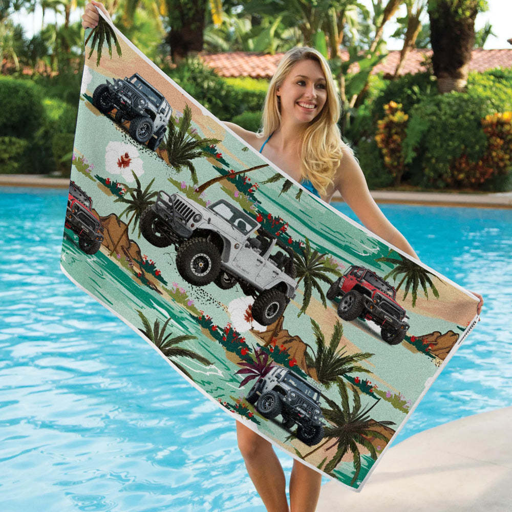 Custom Photo Car Beach Towel - makephotopuzzleuk