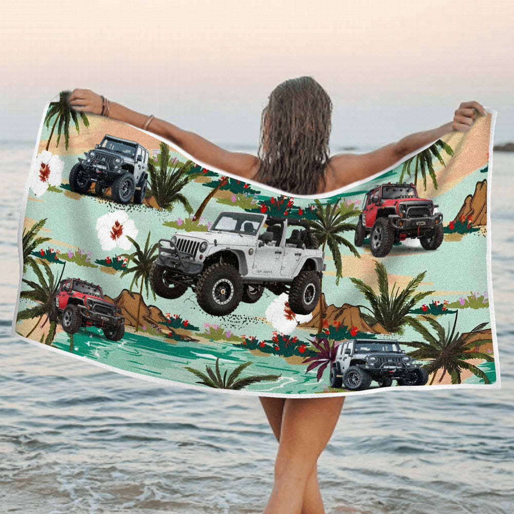 Custom Photo Car Beach Towel - makephotopuzzleuk