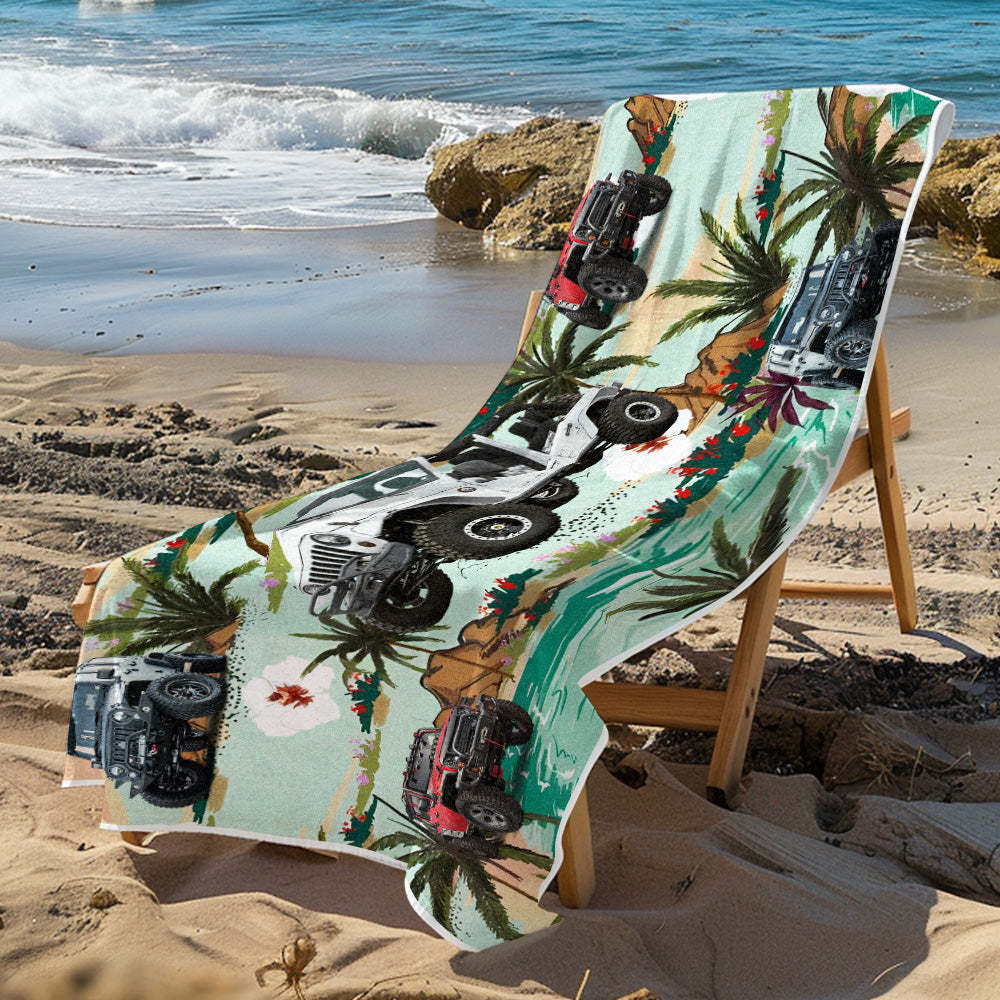 Custom Photo Car Beach Towel - makephotopuzzleuk