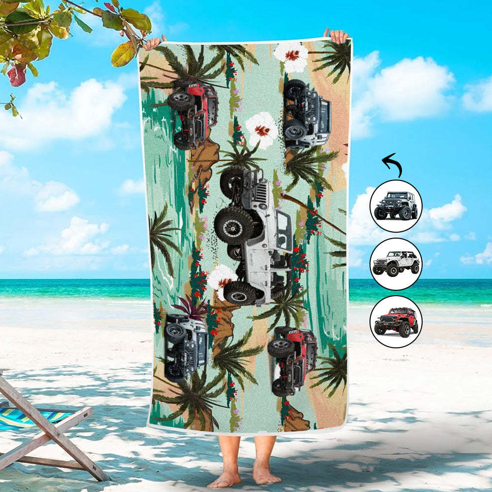 Custom Photo Car Beach Towel - makephotopuzzleuk