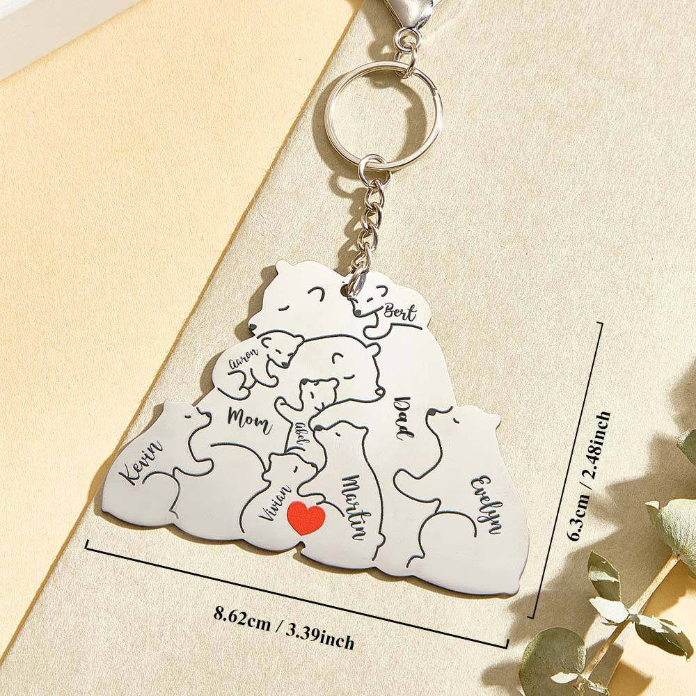 Personalized Engraved Papa Mama Bear Keychain Family Keepsake Gift for Dad Mom - makephotopuzzleuk