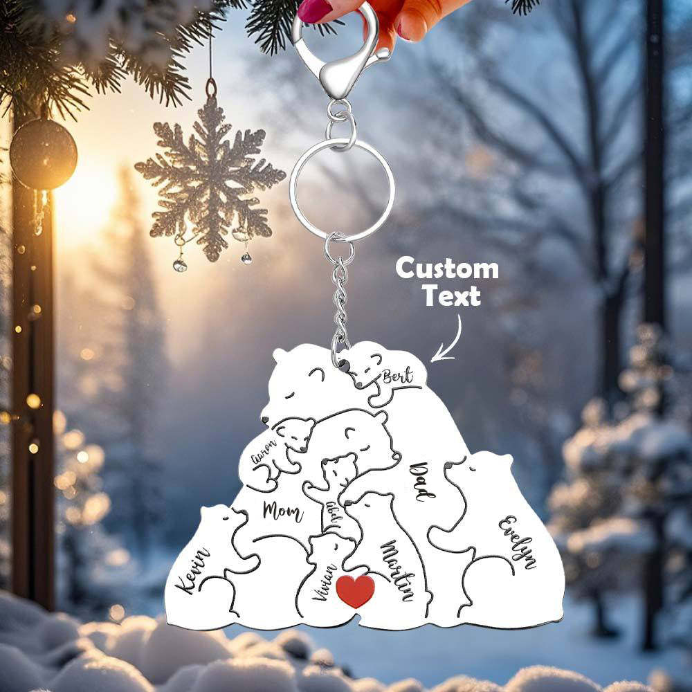 Personalized Engraved Papa Mama Bear Keychain Family Keepsake Gift for Dad Mom - makephotopuzzleuk